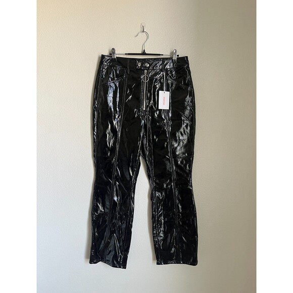 Good American Good Icon Straight Faux Leather Pant in Black Size 8 NEW! - Picture 1 of 6
